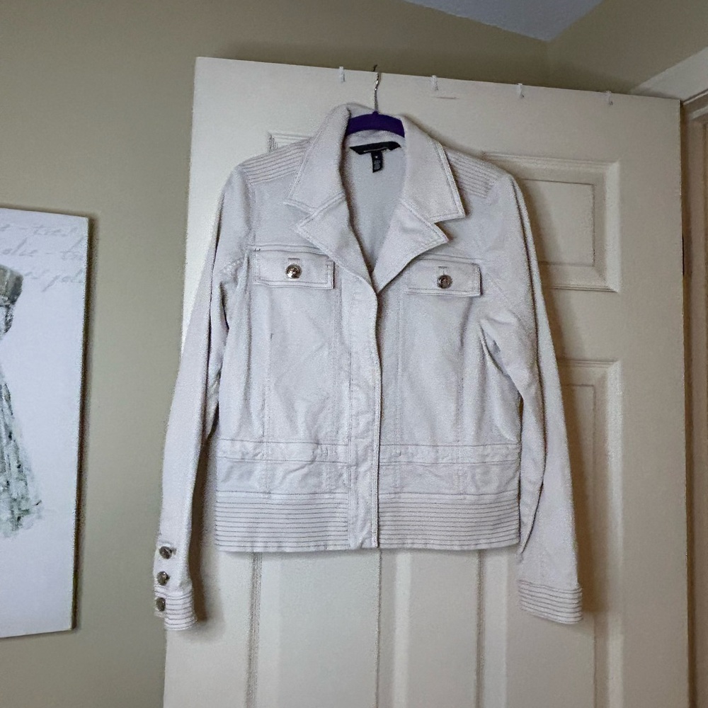 White House Black Market Light Tan Jean Jacket